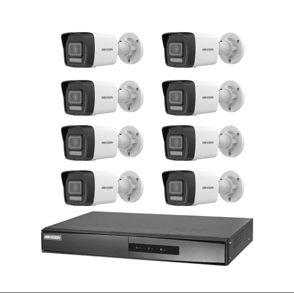 Hikvision 8 Kameralı 2 Mp Hybrid Light İp Güvenlik Kamera Seti DS-2CD1023G2-LIUF (Dahili Mikrofonlu) ürün görseli 1