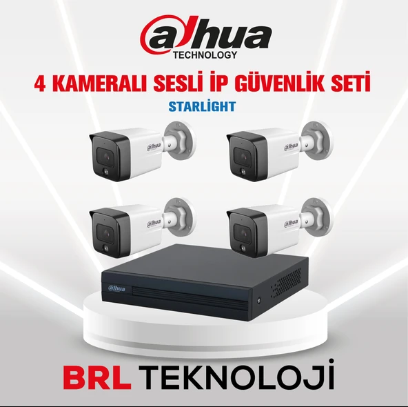 Dahua 4 Kameralı 2 Mp Sesli İp Güvenlik Kamera Seti IPC-HFW1230TC1-SA ürün görseli 1