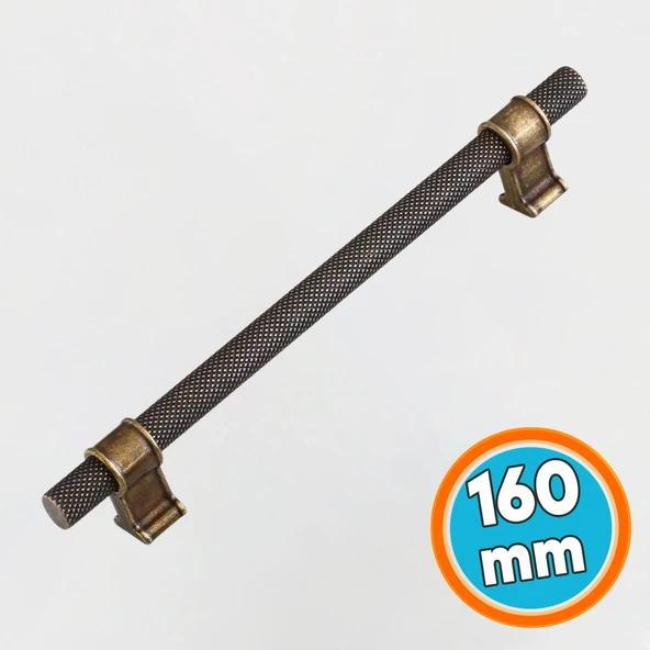 Metal 160 mm Tırtıklı Desen Mobilya Mutfak Dolap Kulpu Kulbu Kulpları Eskitme Antik Sarı ürün görseli 1