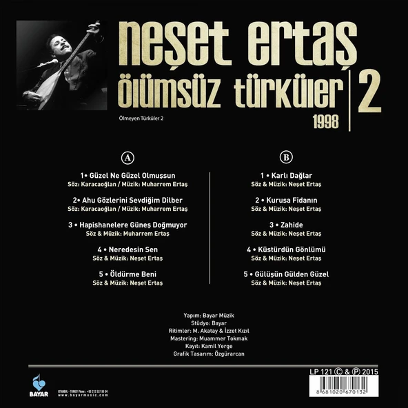 Neşet Ertaş Ölümsüz Türküler 2 - Plak - Resim 2