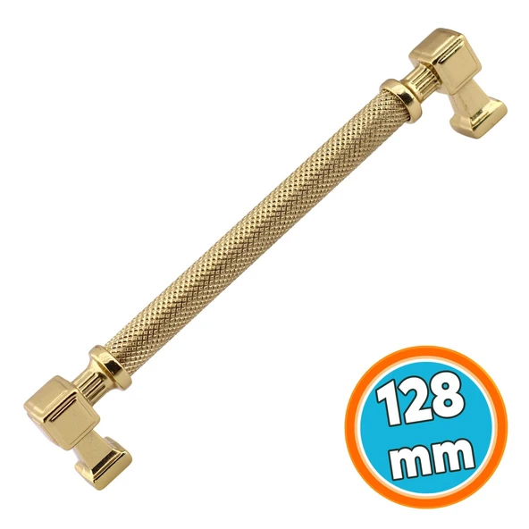 Mobilya Çekmece Mutfak Dolabı Dolap Modern Kapak Kulpları Gold Altın Metal Kulp 128 mm ürün görseli 1