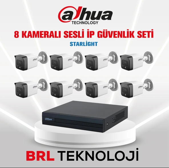 Dahua 8 Kameralı 2 Mp Sesli İp Güvenlik Kamera Seti IPC-HFW1230TC1-SA ürün görseli 1