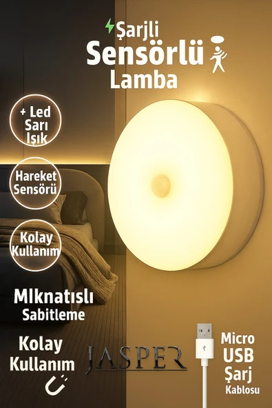 JASPER JPR-010 Hareket Sensörlü Sarı Led Lamba – Mıknatıslı & Şarjlı, Kablosuz Aydınlatma ürün görseli 1