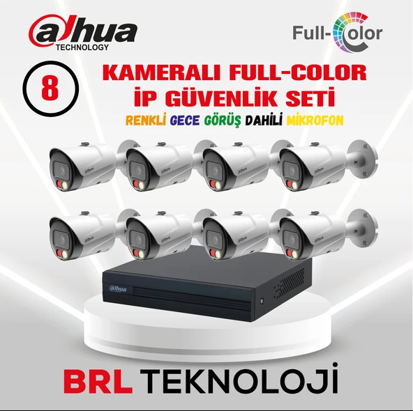 Dahua 8 Kameralı Full Color İp Güvenlik Kamera Seti ürün görseli 1