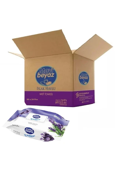 levent MAVİIslak Havlu Mendil 90 Yaprak Lavanta 24 Lü Set 90 Yaprak Plastik Kapak ürün görseli 1