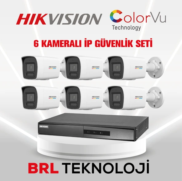 Hikvision 6 Kameralı 4 Mp ColorVu İp Güvenlik Kamera Seti DS-2CD1047G2H-LIUF (Dahili Mikrofonlu) ürün görseli 1