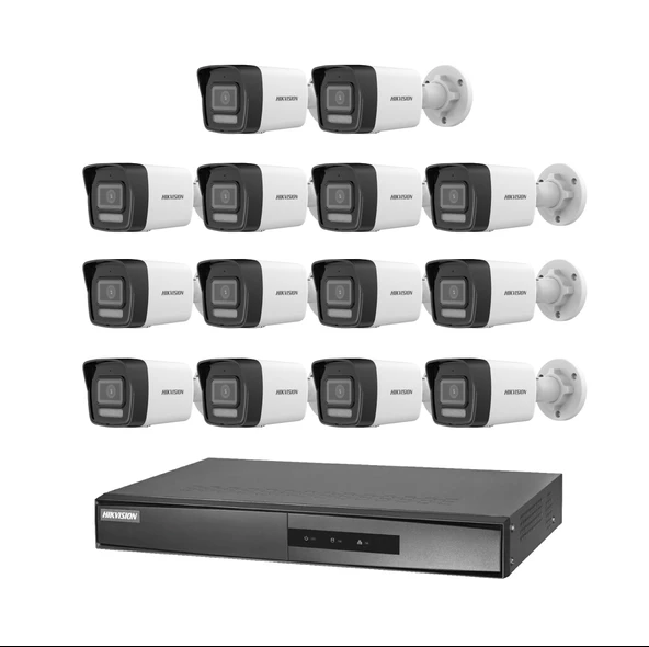 Hikvision 14 Kameralı 2 Mp Hybrid Light İp Güvenlik Kamera Seti DS-2CD1023G2-LIUF (Dahili Mikrofonlu) ürün görseli 1
