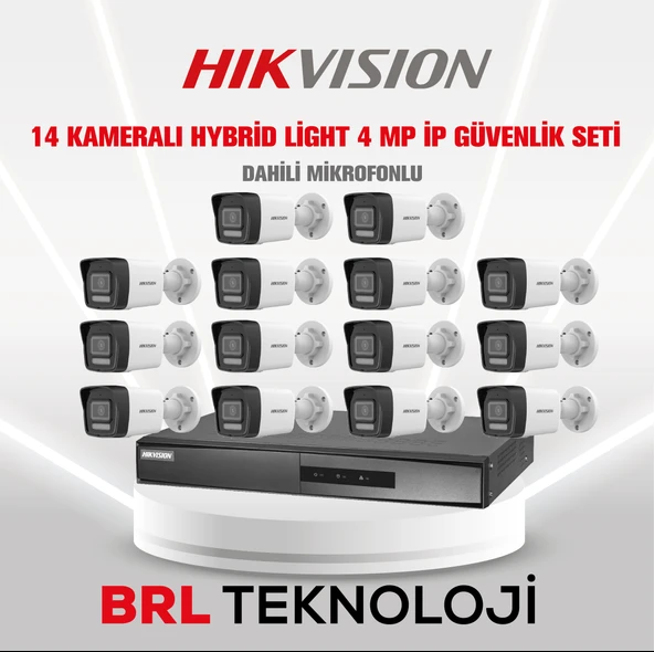 Hikvision 14 Kameralı 4 Mp Hybrid Light İp Güvenlik Kamera Seti DS-2CD1043G2-LIUF (Dahili Mikrofonlu) ürün görseli 1