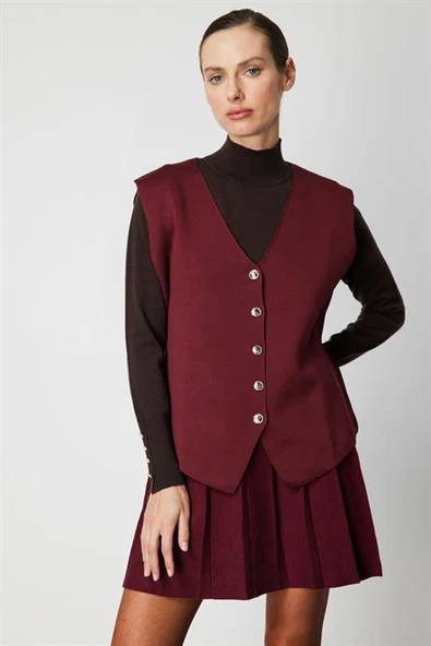 66915-2K6 ONTKES YELEK-BORDO - Resim 2