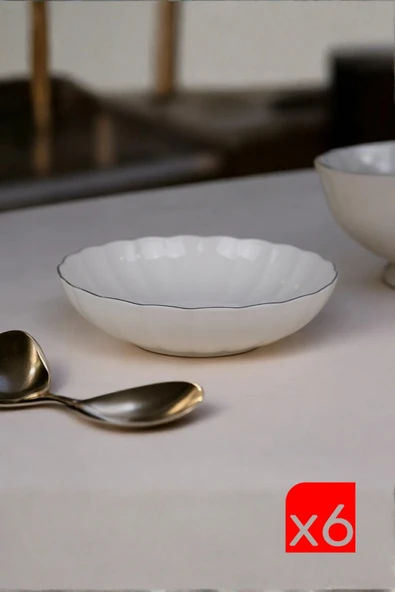 Kütahya Porselen Bone Luz Platin Fileli Bowl Kase 25x6cm 2000ml 6 lı BNLZF25KS00 ürün görseli 1