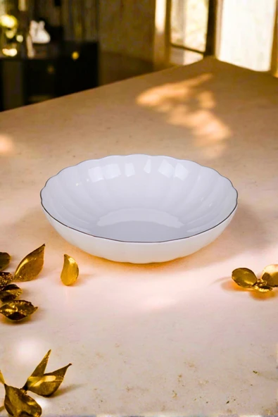 Kütahya Porselen Bone Luz Altın Yaldzlı Bowl Kase 25x6cm 2000ml Tekli BNLZF25KS00 ürün görseli 1