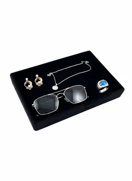 Küçük Boy Süet Kumaş Siyah Renk 22/14 Cm Servis Tablası ürün görseli 1