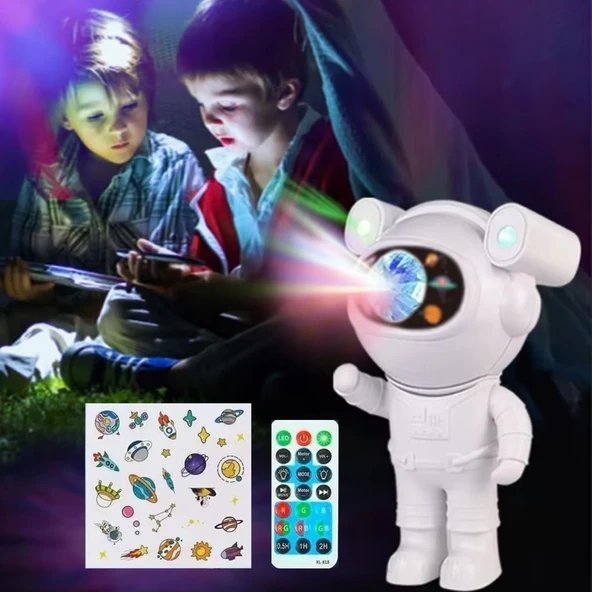 Stickerlı ,Kumandalı ASTRONOT Model Gece Lambası - Resim 5
