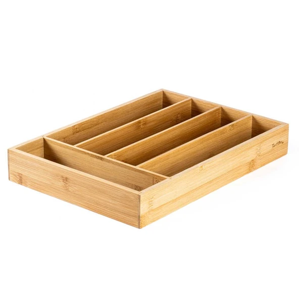 Tantitoni Bambu Köşeli Çekmece İçi Çatal Kaşık Bıçak Tepsisi (En25cm-Boy35cm-Yük5cm) ürün görseli 1