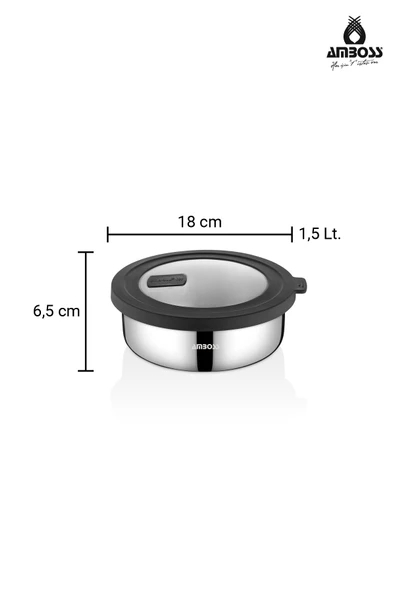 Nova 2 Parça Paslanmaz Çelik Saklama Kabı 18 cm - Resim 6