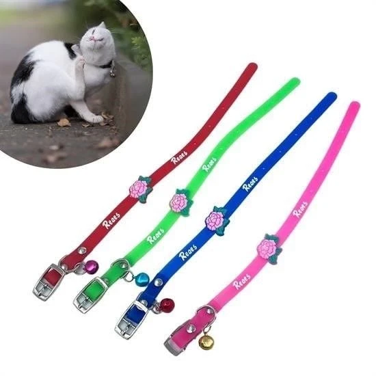 Çıngıraklı Zilli Sevimli Renkli Slikon Kedi Köpek Boyun Tasması ürün görseli 1