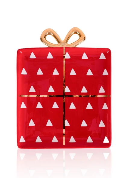 The Mia Fiyonk Figürlü Servis Tabağı Krımızı 22x17 cm ürün görseli 1