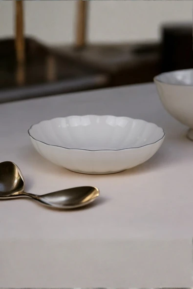 Kütahya Porselen Bone Luz Platin Fileli Bowl Kase 25x6cm 2000ml Tekli BNLZF25KS00 ürün görseli 1