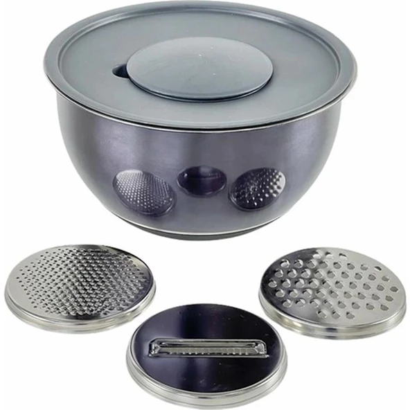 AROW DARIA PASLANMAZ ÇELİK RENDELİ KAPAKLI KARIŞTIRMA KABI 26 CM GRİ DC1.TR-2456 ürün görseli 1