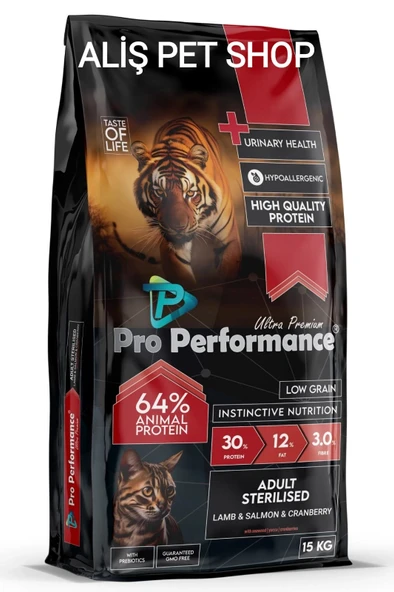 Pro Performance Kızlıcıklı Kuzulu Karidesli ve Somonlu Kısırlaştırılmış Kedi Maması 15 Kg ürün görseli 1