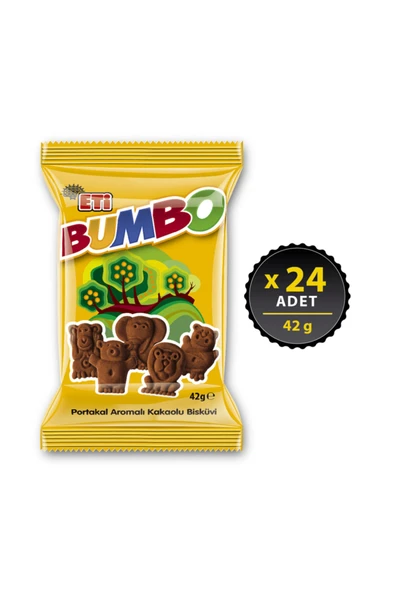 Eti Bumbo Portakal Aromalı Kakaolu Bisküvi 42 g x 24 Adet ürün görseli 1