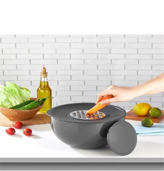 AROW CHOPPER AKILLI KARIŞTIRMA & SAKLAMA KABI RENDELİ AKRİLİK  4.6 LT 25 CM GRİ TR-3633 ürün görseli 1