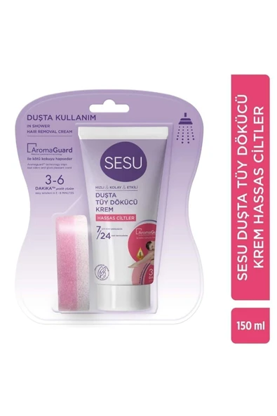 Sesu Super Hair Removal Cream for Sensitive Skin in Shower 150 Ml ürün görseli 1