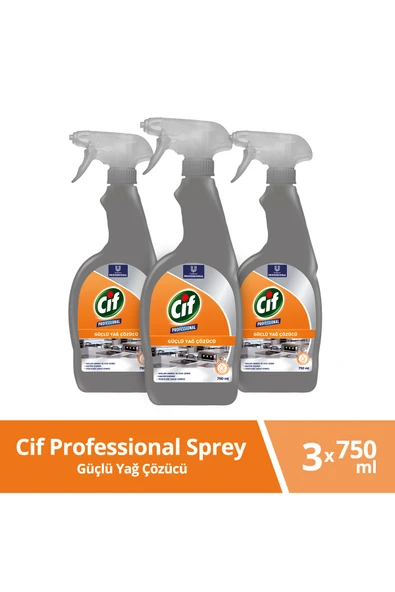 Cif Yağ Çözücü Pro Yağ Çözücü Sprey 750 ml 3 Adet ürün görseli 1