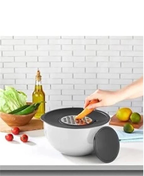 AROW CHOPPER AKILLI KARIŞTIRMA & SAKLAMA KABI RENDELİ AKRİLİK  4.6 LT 25 CM BEYAZ TR-3633 ürün görseli 1