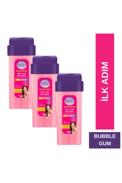 Sesu Roll-On Sir Ağda Kartuş İlkadım Bubble Gum 3 x 100 ml ürün görseli 1