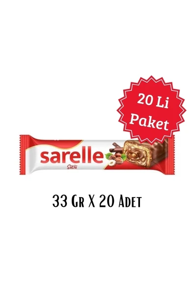 Sarelle Sütlü Çikolata Kaplamalı Fındıklı Gofret 33 gr X 20 Li ürün görseli 1