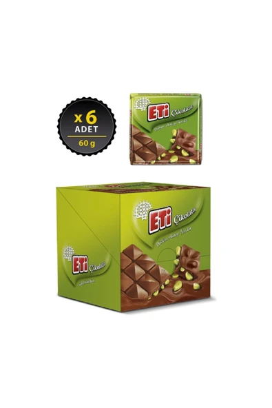 Eti Çikolata Antep Fıstıklı Kare 60 G X 6 Adet ürün görseli 1