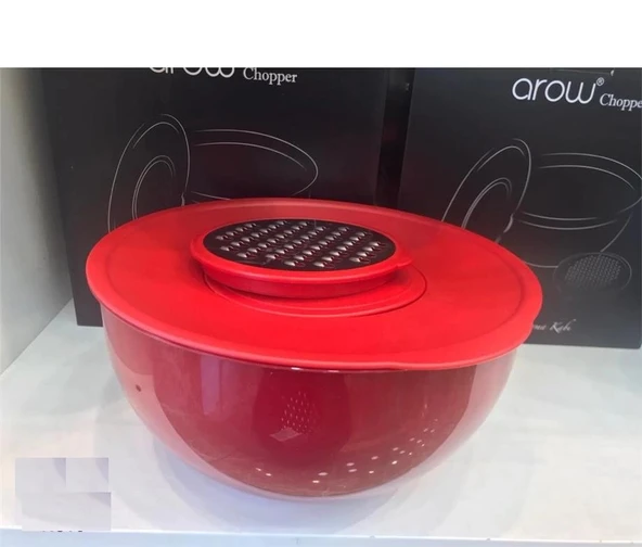 AROW CHOPPER AKILLI KARIŞTIRMA & SAKLAMA KABI RENDELİ AKRİLİK  4.6 LT 25 CM KIRMIZI TR-3633 ürün görseli 1
