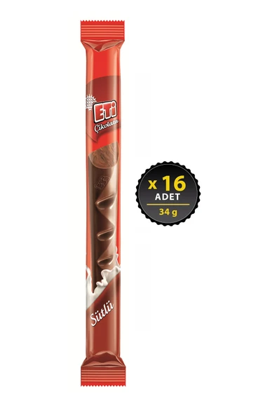 Eti Çikolata Uzun Sütlü 34 g x 16 Adet ürün görseli 1