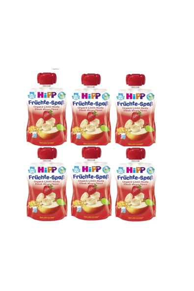 Hipp Organik Çilekli Muzlu Elma Püresi 90gr X 6 Adet ürün görseli 1