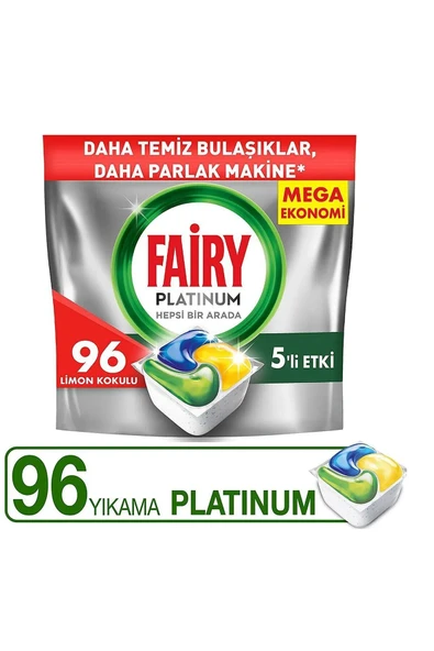 Fairy Design Fairy Platinum Bulaşık Makinesi Kapsülü 96 Yıkama Limon Kokulu ürün görseli 1