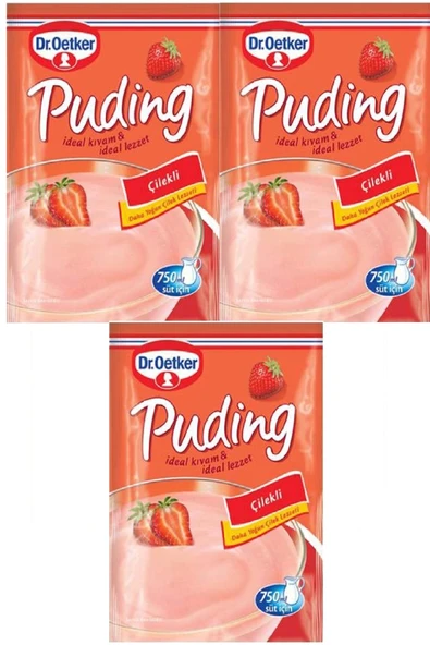 Dr. Oetker Puding Çilekli 125 gr x 3 Adet ürün görseli 1