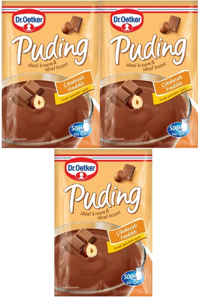 Dr. Oetker Puding Çikolatalı Fındıklı 102 gr x 3 Adet ürün görseli 1
