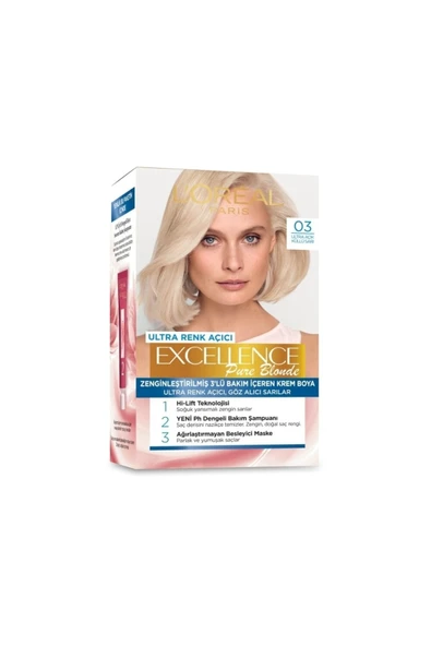 Excellence Loreal Paris Pure Blonde Saç Boyası - 03 Ultra Açık Küllü Sarı ürün görseli 1
