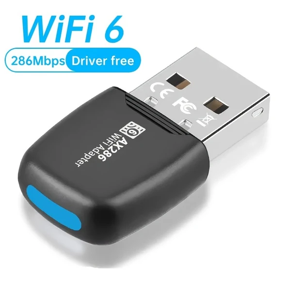 USB 286Mbps WiFi6 Kablosuz Adaptör, Masaüstü ve Dizüstü Bilgisayarlar İçin Uygun, 2.4GHz Güçlü ürün görseli 1