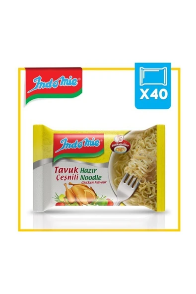 İndomie 40'lı Tavuk Çeşnili Hazır Noodle Koli ürün görseli 1