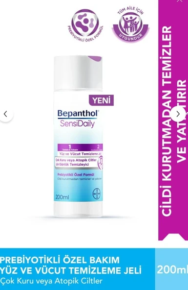 Bepanthol SensiDaily Yüz ve Vücut Temizleme Jeli 200 ml ürün görseli 1