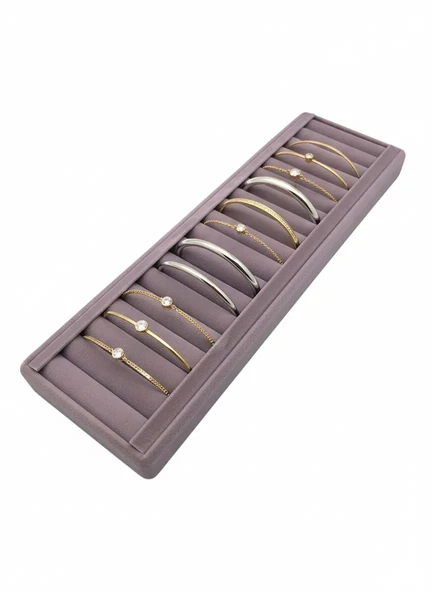 Süet Kaplama Lila Renk 11/34 Cm Sosisli Bileklik-Kelepçe Tablası ürün görseli 1