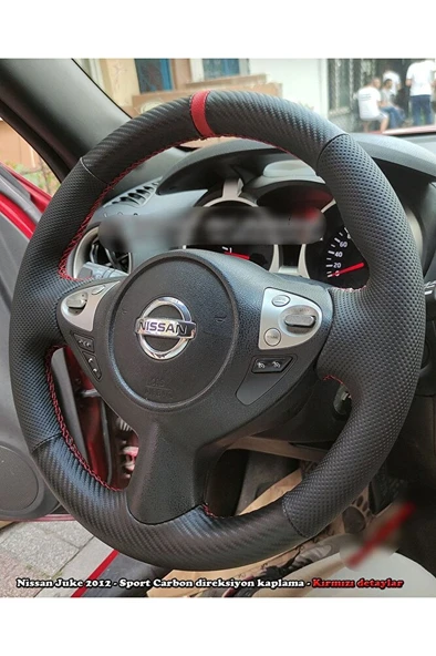 Nissan Juke 2011-2015 Araca Özel Direksiyon Kılıfı (NOKTA KARBON YÜZÜKLÜ) ürün görseli 1