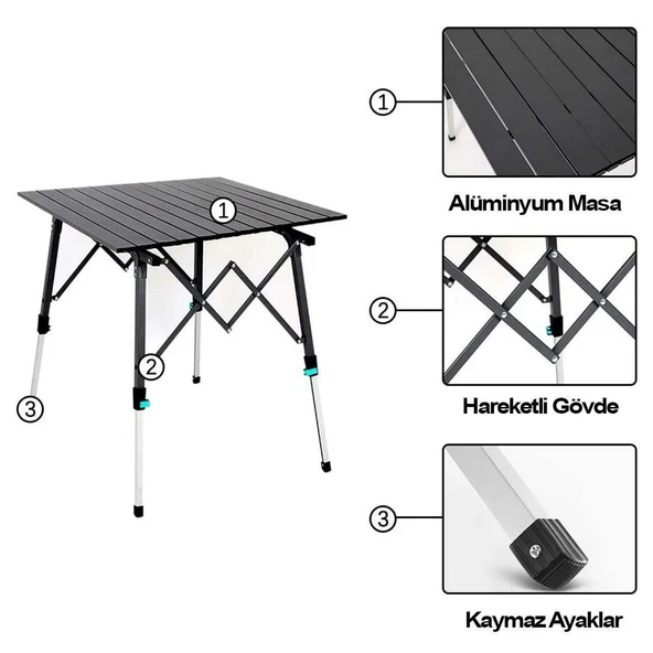 Madfox Skylite Yükseklik Ayarlı Katlanır Kamp Masa - Resim 3