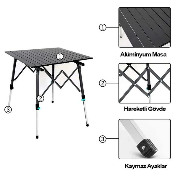 Madfox Skylite Yükseklik Ayarlı Katlanır Kamp Masa - Resim 7