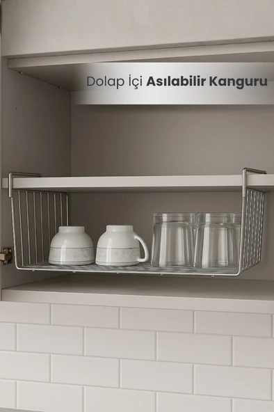 Dolap Içi Asılabilir Kanguru Model Düzenleyici Raf KROM ürün görseli 1