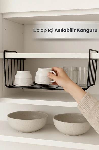 Dolap Içi Asılabilir Kanguru Model Düzenleyici Raf  SİYAH ürün görseli 1