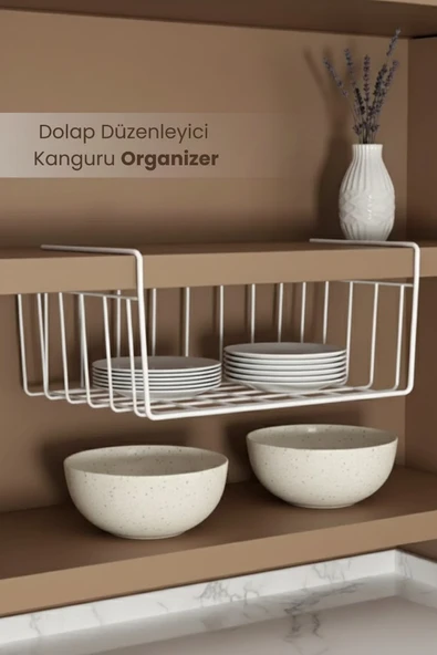 Dolap Içi Asılabilir Kanguru Model Düzenleyici Raf BEYAZ ürün görseli 1