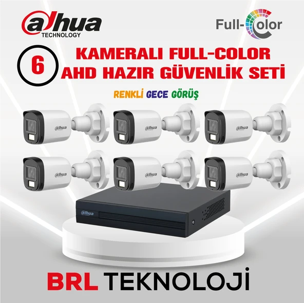 Dahua 6 Kameralı 30 Metre Renkli Gece Görüşlü Full HD Güvenlik Kamera Seti ürün görseli 1